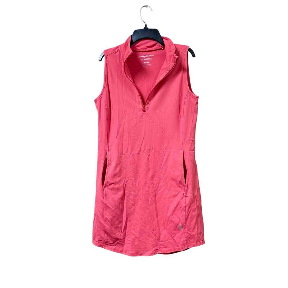 Tommy Bahama Golf Tennis Zip Mock Neck Sleeveless Dress Salmon Pink Womens XS